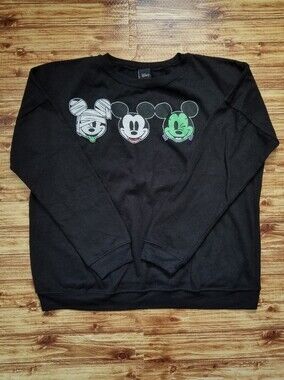 Disney Black Halloween Sweatshirt Monster Mickey Mouse Vampire Women's XXL